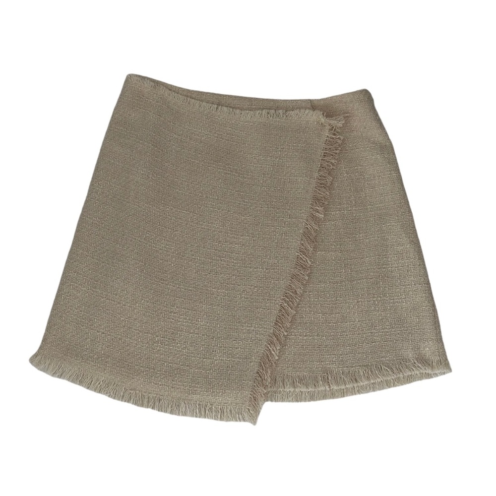 Likely Jules Mini Skirt Faux Wrap Ivory Cream Tweed Skirt - Picture 2 of 6